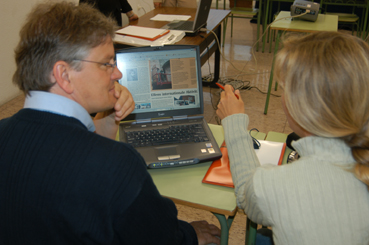 Two teachers working with materials development
